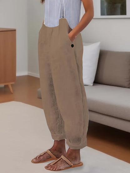 Relaxed fit damesbroek met hoge taille en omslagzoom – VARELIA TAILOR - Glamorix