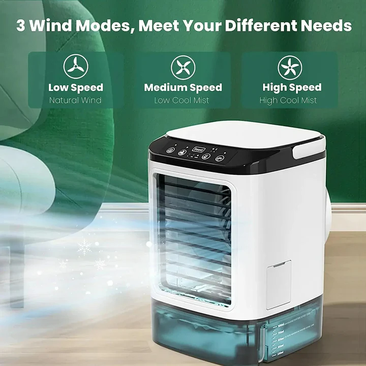 Draagbare mini-airconditioner met 3 snelheden en ultrasonische koeling – BREEZO COOL - Glamorix