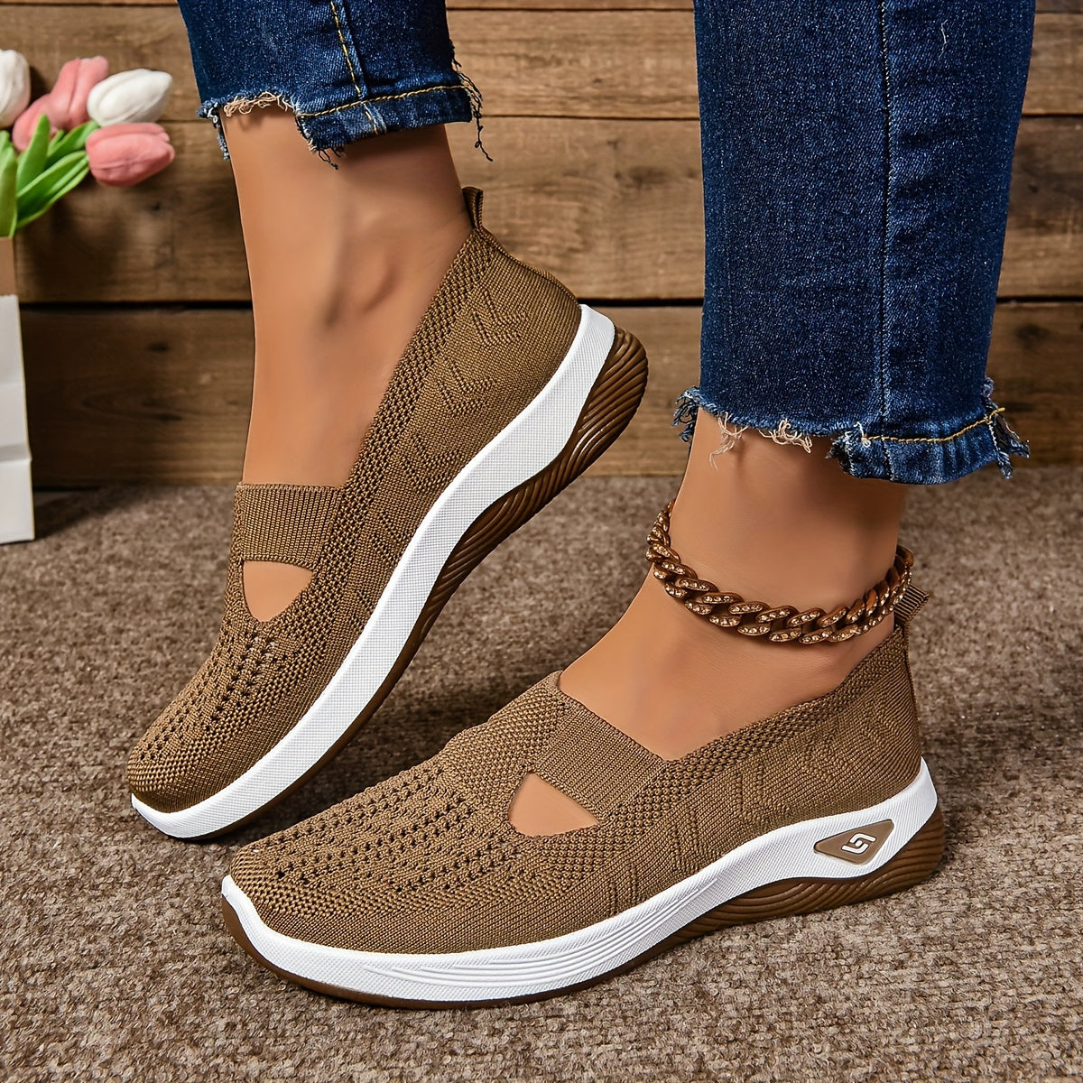 Serilda - Luchtige slip-on sneakers met sleehak voor dames - Glamorix
