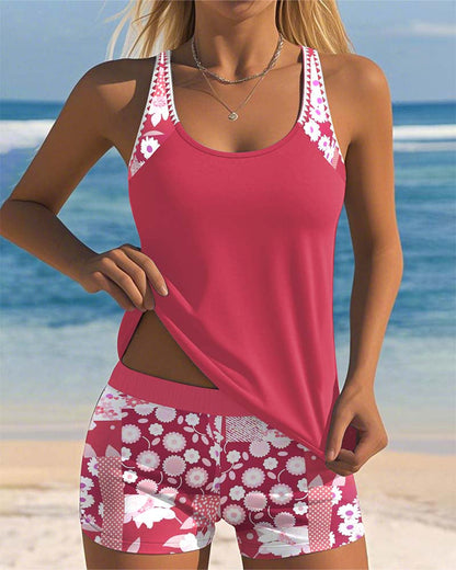 Sportieve dames tanktop set met bloemenprint – FLORIVA ACTIVE - Glamorix