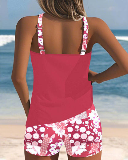 Sportieve dames tanktop set met bloemenprint – FLORIVA ACTIVE - Glamorix