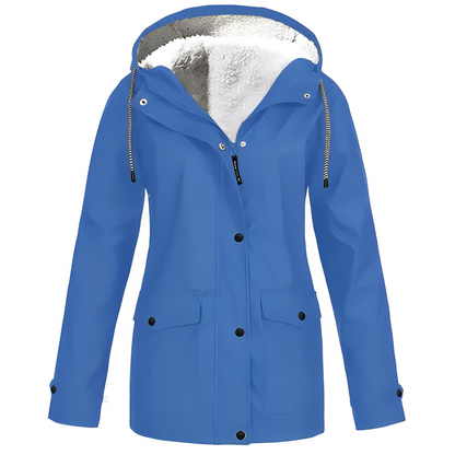 Regenjas met fleecevoering voor dames, duurzame polyesterstof biedt comfort en warmte, waterafstotend – NEOVARA - Glamorix