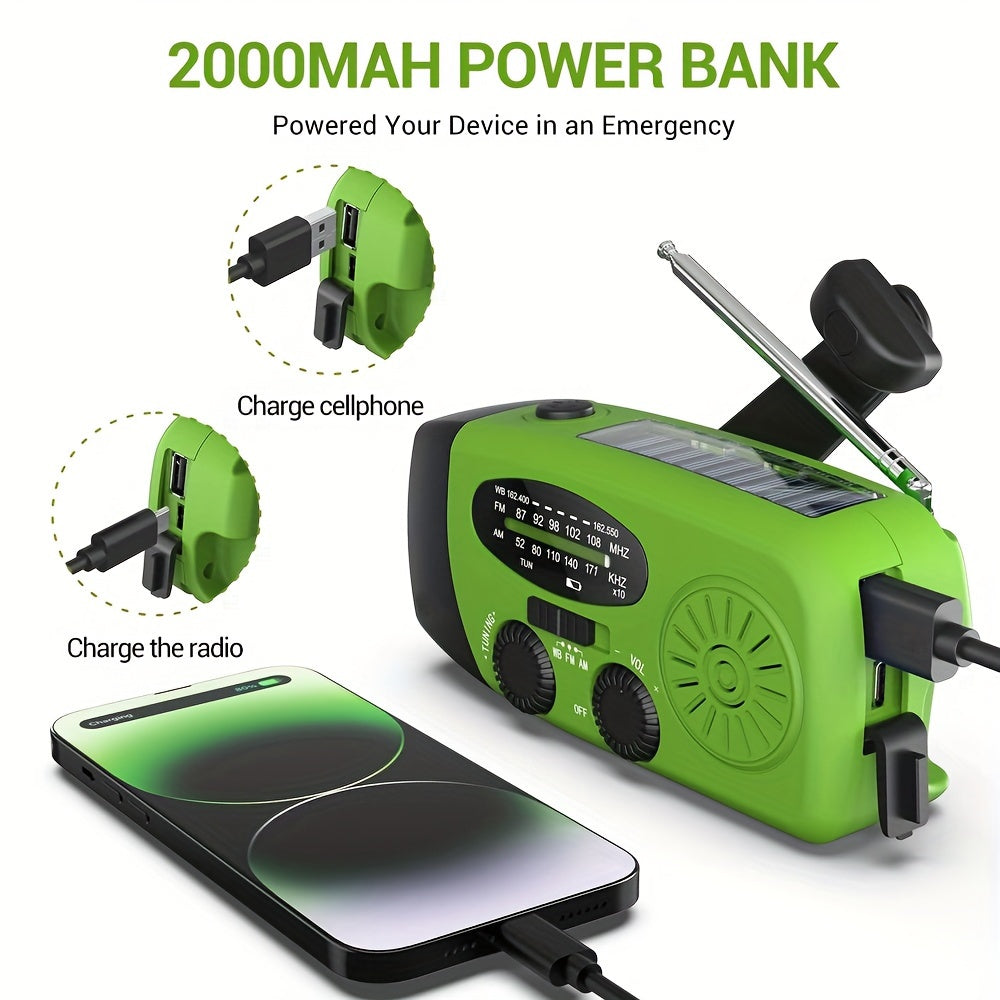 Compacte noodradio met 2000mAh powerbank en zonne-opladen – SOLISURVIVE MINI - Glamorix