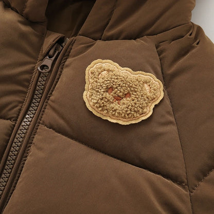 TEDDY - Peuter pufferjas met berenoren en capuchon