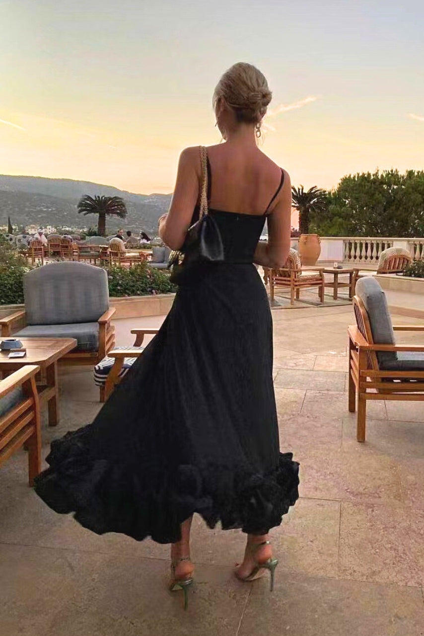 Luchtige maxi-jurk met speelse rucheszoom – AURÉLIA - Glamorix
