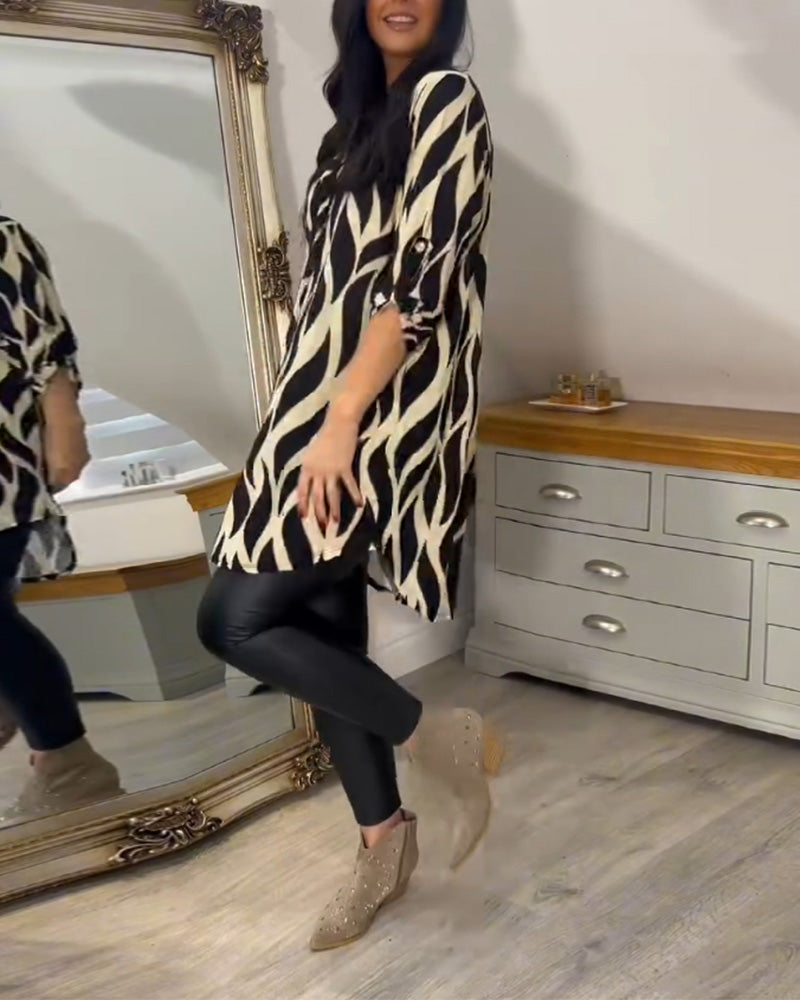 Luxe dames tuniek met grafisch patroon en elegante flow – AYANA VIBE - Glamorix