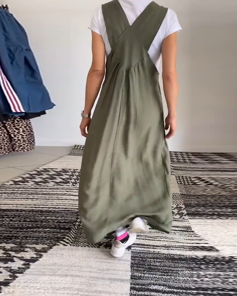 Zomerse Damesjurk met Brede Bandjes en Vloeiende Pasvorm – LUNA ELEGANTE - Glamorix