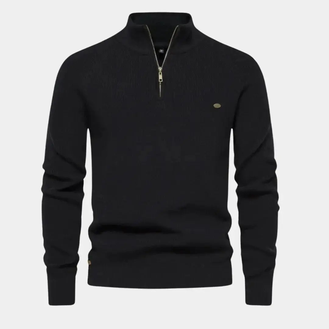 Herensweater met kwartrits en sportieve uitstraling – JORVAN - Glamorix