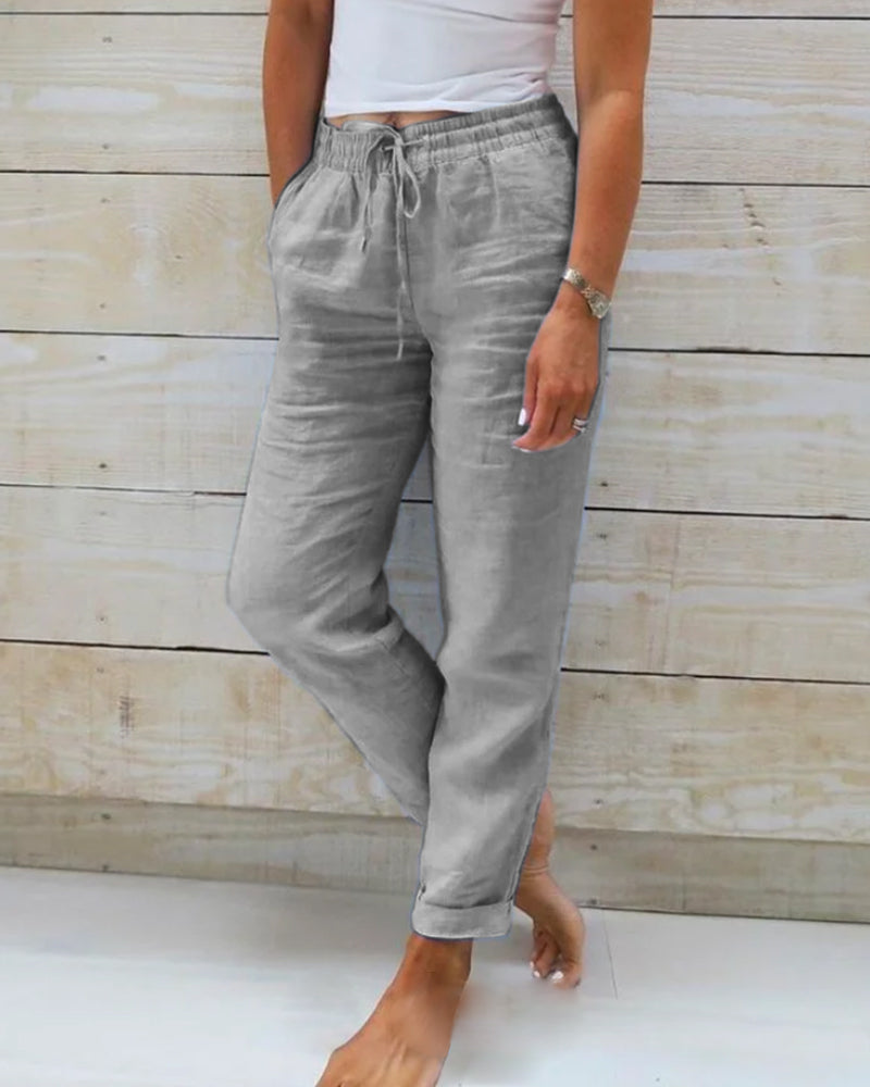 Luchtige zomerbroek met elastische tailleband – LINA