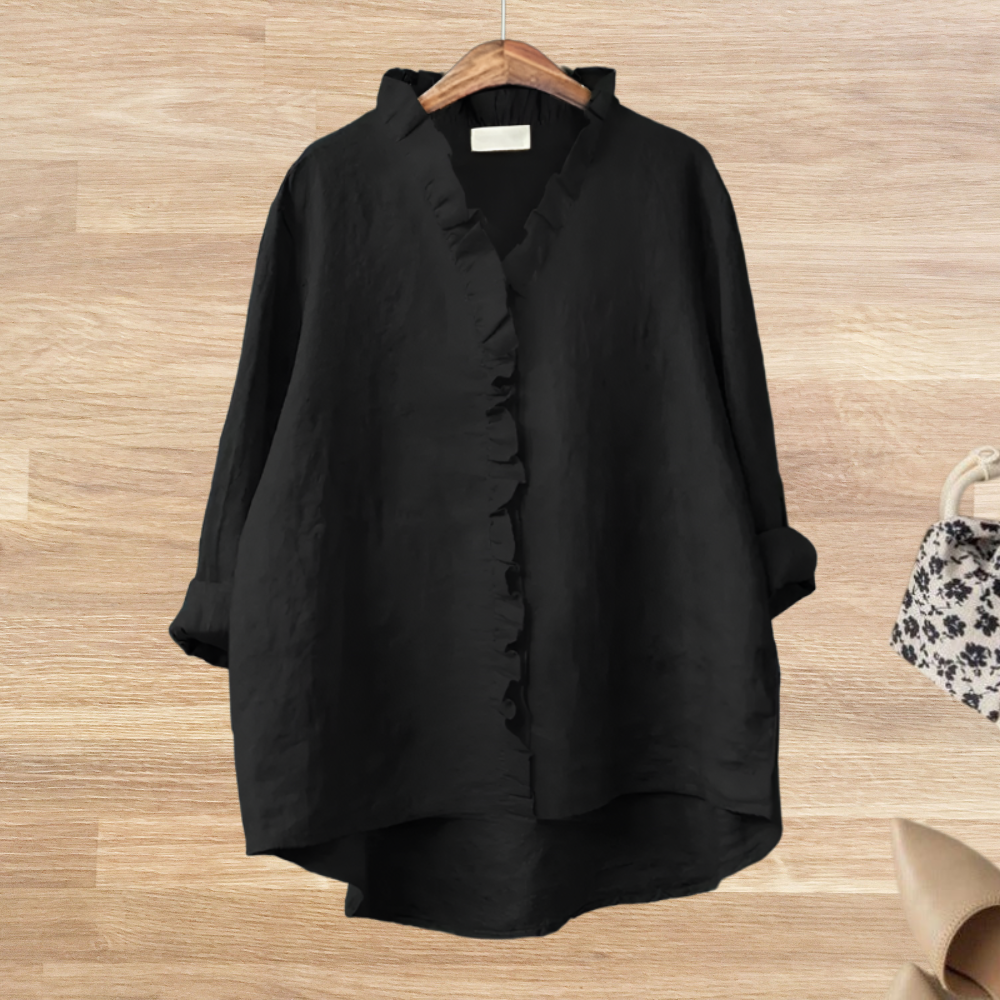 Lysandra - Losvallende blouse met ruffle kraag voor dames - Glamorix