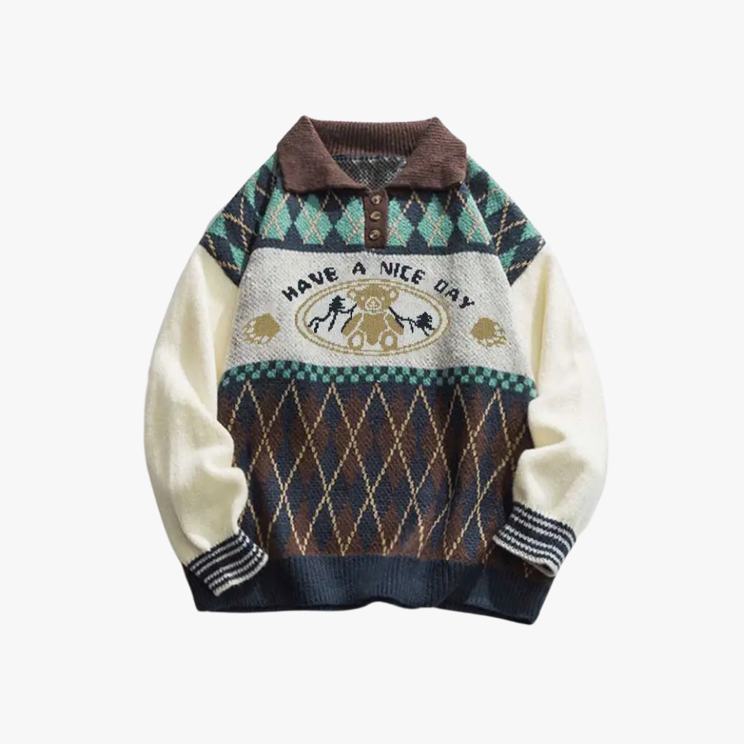 Victorien | Vintage gebreide trui met patroon - Glamorix