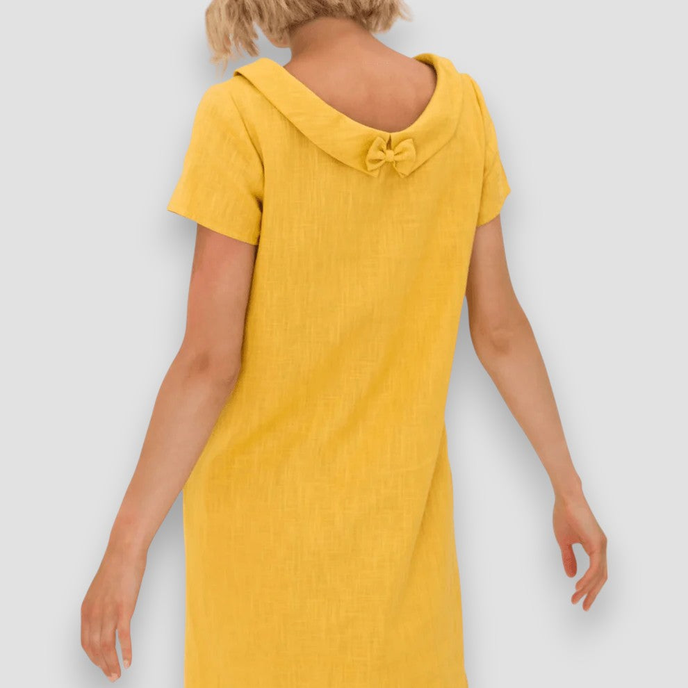 Vrouwen - A-lijn Zomerjurk - Korte Mouwen en Boothals - Luchtige Stof - Zomerse Mode - Glamorix