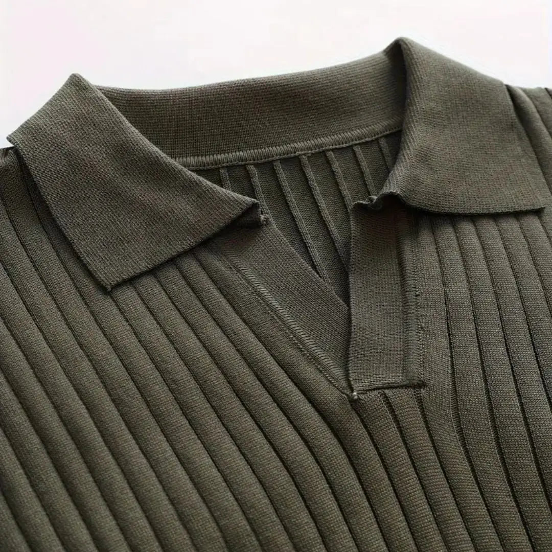 CAIN – Gebreide polo met lange mouwen voor heren