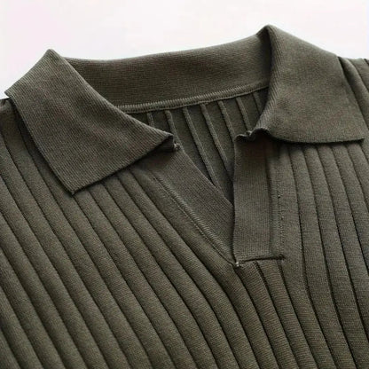CAIN – Gebreide polo met lange mouwen voor heren
