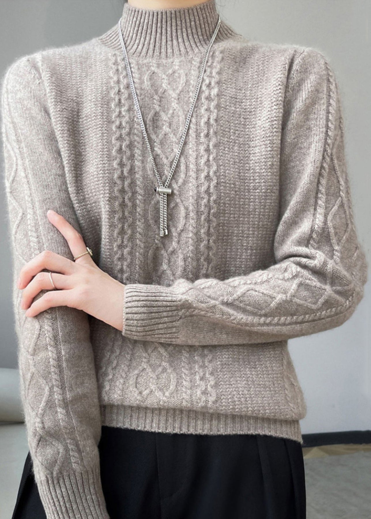 PATCHWARM - Gezellige Patchwork Pullover met Hoge Kraag