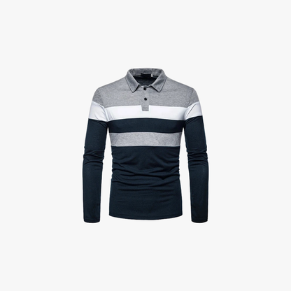 DAMIEN - Gestreept poloshirt met lange mouwen voor heren
