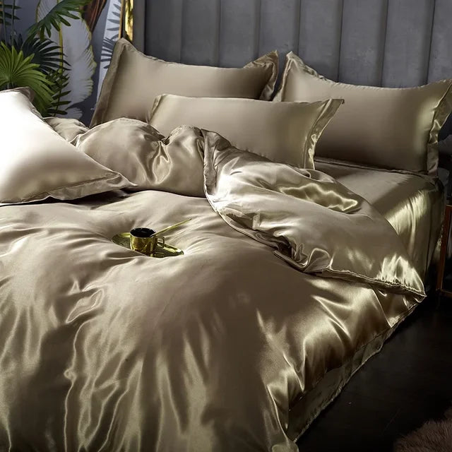 Luxe 4-Delige Zijde Satijnen Beddengoed Set – SilkLuxe