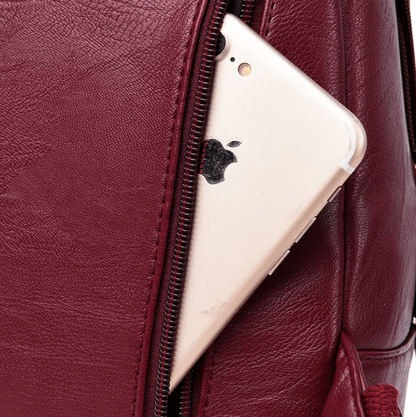 Elegante leren damesrugzak met minimalistisch design en slimme indeling – MAELYA LuxePack - Glamorix