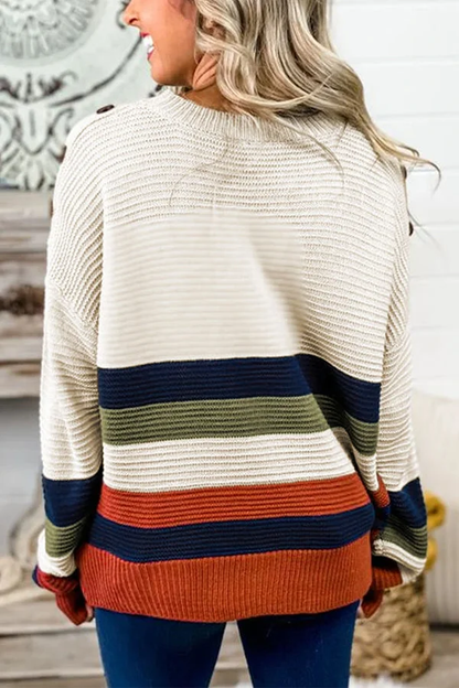 COLORBREEZE - Trendy Pullover met Overhangende Schouders en Kleuraccenten
