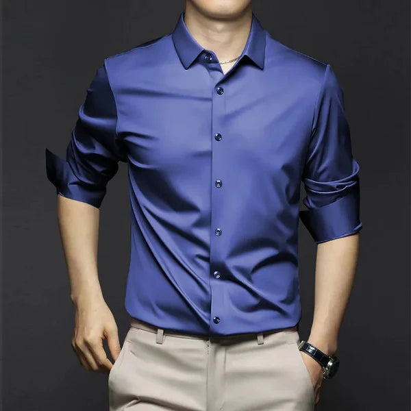 LUCAS - Slim fit herenoverhemd met opgerolde mouwen