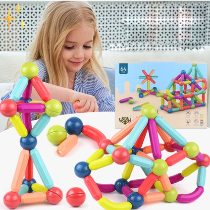 MAGNIBUILD - 64-delige Magnetische Bouwstenen voor Creatieve Kinderen