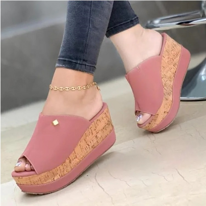 Open dames sandalen met sleehak en comfortabele pasvorm – Elvéa SkyLift - Glamorix