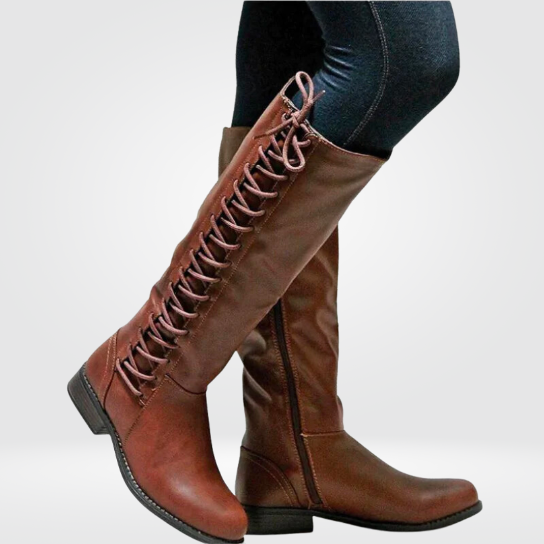 Comfortabele hoge laarzen die bij outfit passen en je benen accentueren met antislipzool en leer voor dames – LUXARA - Glamorix