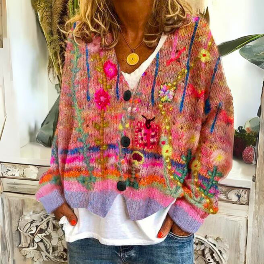 Luxe zachte katoenen trui met bohemian flair – LUMARIA