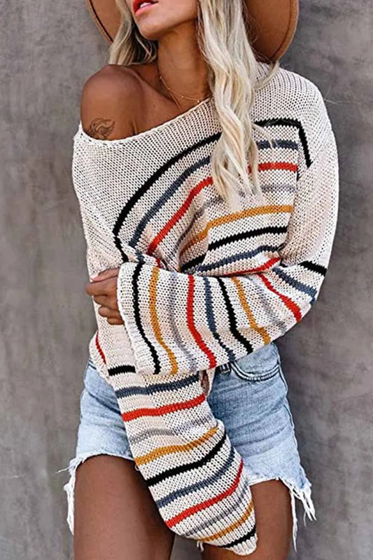 VIVIDLOUNGE - Losse Pullover met Helder Patroon en Unieke Snit
