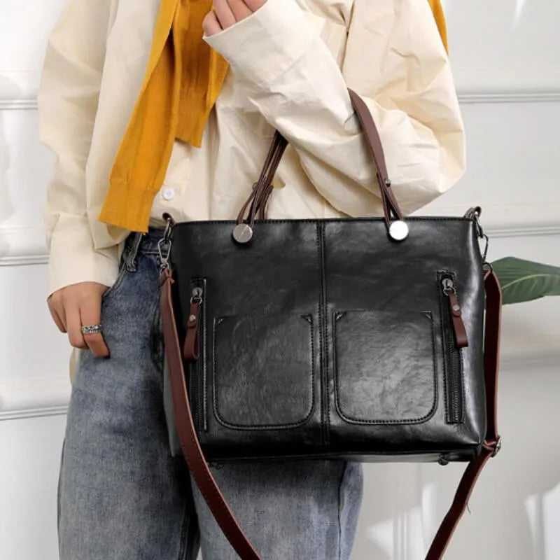 Leren schoudertas met vintage stijl voor dames – LUX - Glamorix