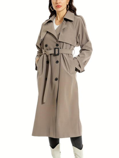 FELICIA - Lange dubbelzijdige trenchcoat met riem en brede revers voor dames