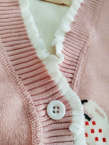 LILA - Schattig vest met aardbeiendessin voor meisjes