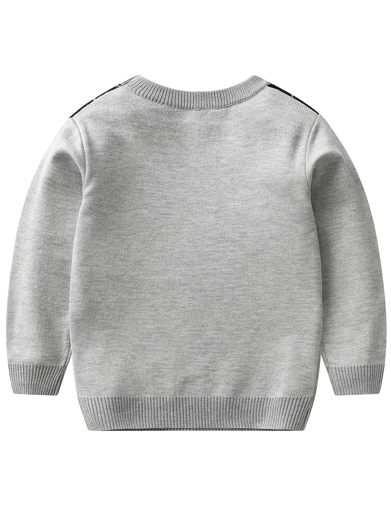 NOAH - Jongens gebreide sweater met argyle patroon en lange mouwen