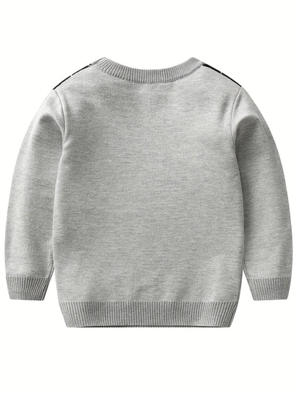 NOAH - Jongens gebreide sweater met argyle patroon en lange mouwen