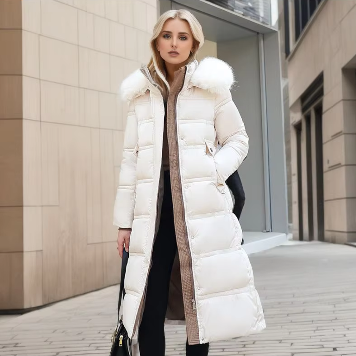 VALENTINA - Luxe pufferjas met bontkraag voor dames