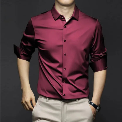LUCAS - Slim fit herenoverhemd met opgerolde mouwen