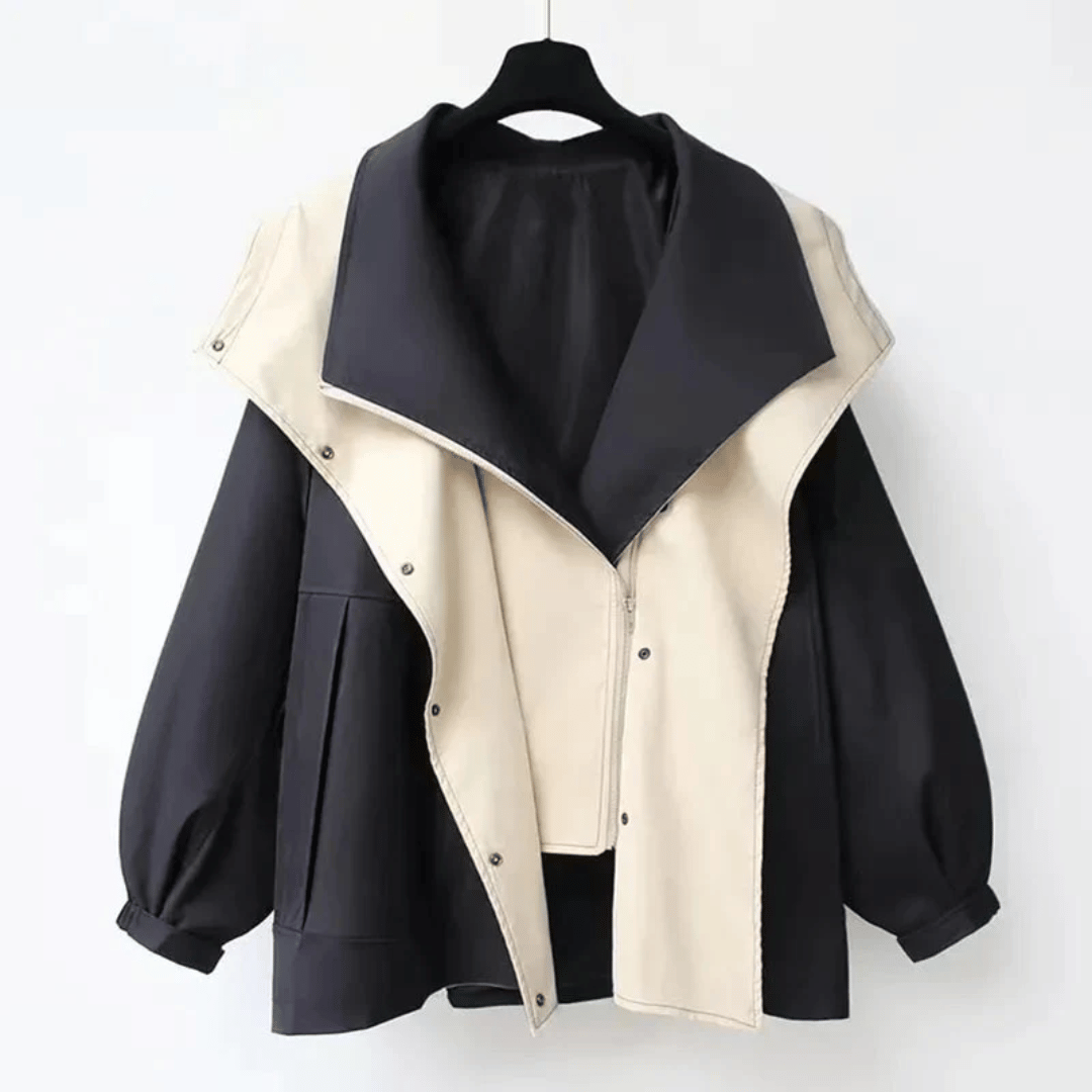 CLARA – Dames regenjas met hoge ritssluiting en minimalistisch design - Glamorix
