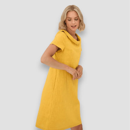 Vrouwen - A-lijn Zomerjurk - Korte Mouwen en Boothals - Luchtige Stof - Zomerse Mode - Glamorix