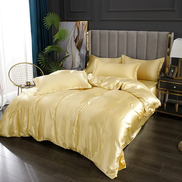 Luxe 4-Delige Zijde Satijnen Beddengoed Set – SilkLuxe