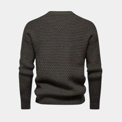 Gebreide heren trui met structuur en ronde hals – LERION - Glamorix