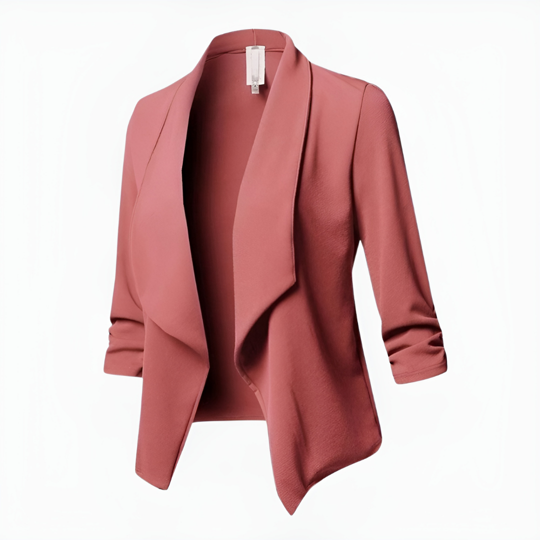 Elegante damesblazer met open voorkant en 3/4-mouwen – CLARISSA GRACE - Glamorix