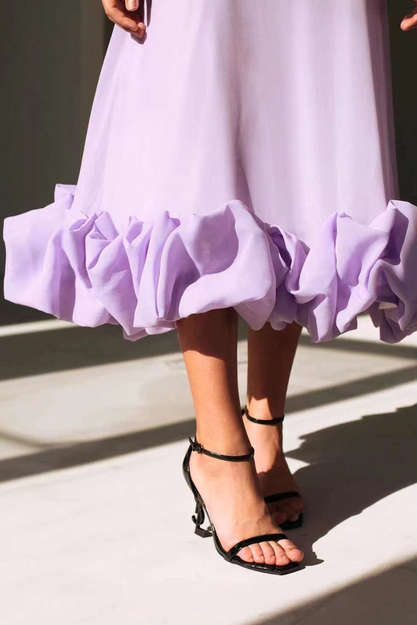 Luchtige maxi-jurk met speelse rucheszoom – AURÉLIA - Glamorix