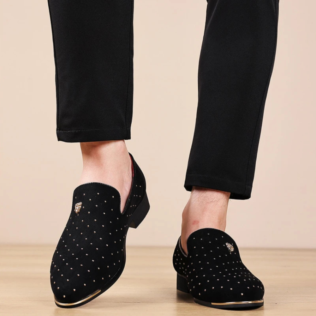 Luxe heren loafers met studs en verfijnde afwerking – DORVEN - Glamorix
