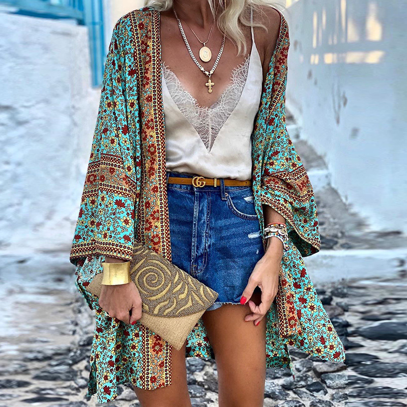 SERENA - Bohemian chic kimono met bloemenprint voor dames
