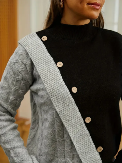 SNAPSTYLE - Stijlvolle Pullover met Kraag en Drukknopen