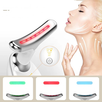 EMS hals- en gezichtsmassager met LED huidverstrakking – LIFTURA AGEDEFY - Glamorix