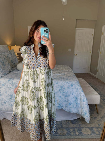 Mouwloze zomerjurk met bloemenprint en volantkraag – FLORINA BLOOM - Glamorix