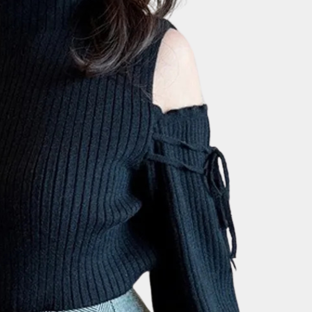 SOPHIA - Chique geribde trui met cold-shoulder design
