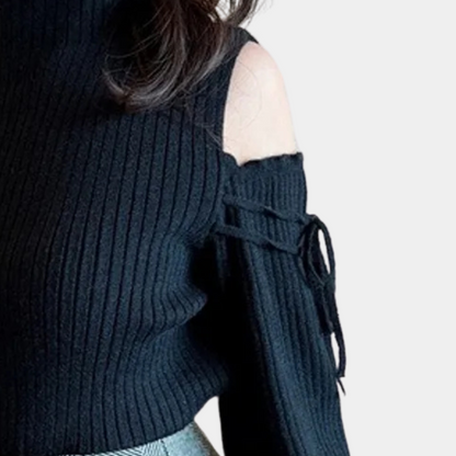 SOPHIA - Chique geribde trui met cold-shoulder design