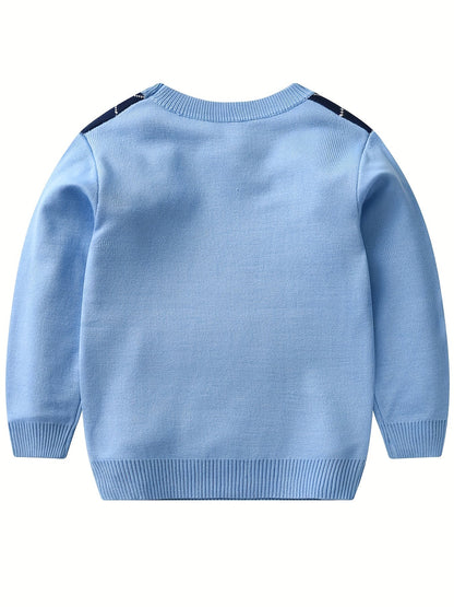 NOAH - Jongens gebreide sweater met argyle patroon en lange mouwen